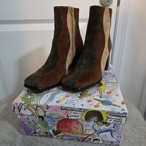 Jeffery Campbell Lavalamp Brown Suede Combo Ankle Boots